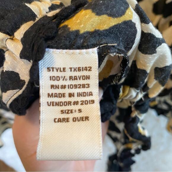 Vintage Havana Off The Shoulder Blouse Small Flowy Leopard Print Bell Sleeve - Picture 10 of 14